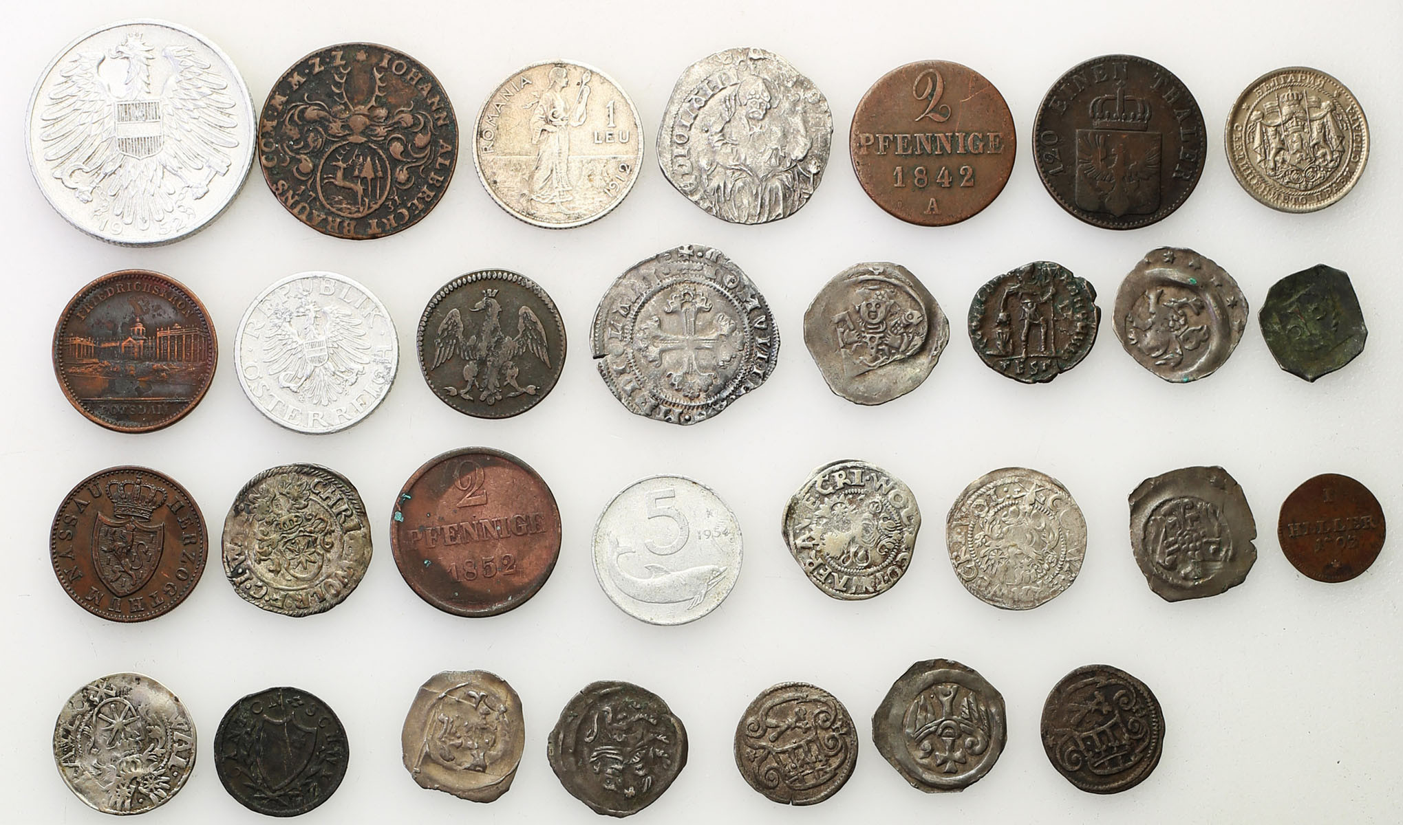 Świat – Niemcy, Włochy, Rumunia, Bułgaria, Francja, zestaw 30 monet
